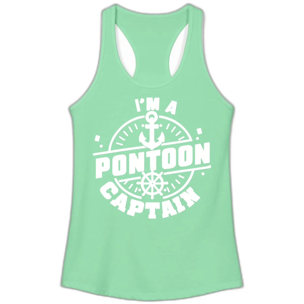 I'm A Pontoon Captain Ladies Tank in Solid Mint