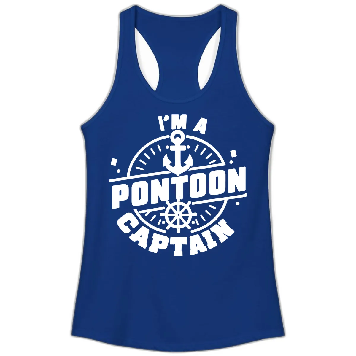 I'm A Pontoon Captain Ladies Tank in Solid Royal