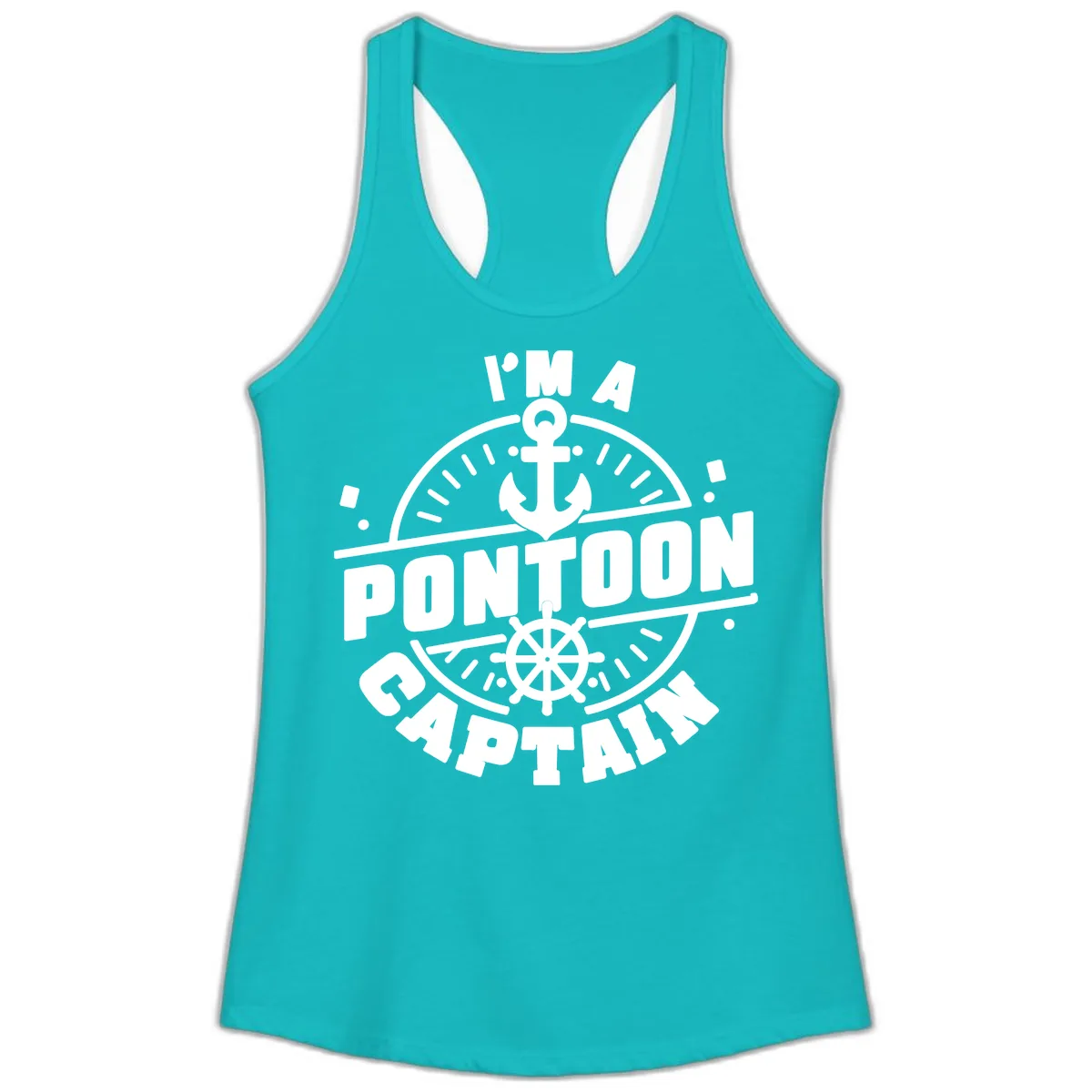 I'm A Pontoon Captain Ladies Tank in Tahiti Blue