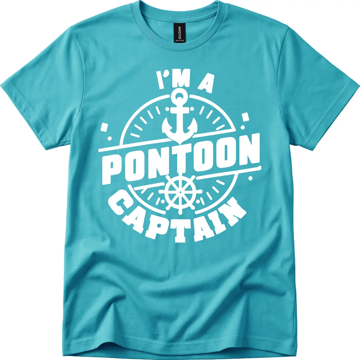I'm A Pontoon Captain T-Shirt in Tropical Blue