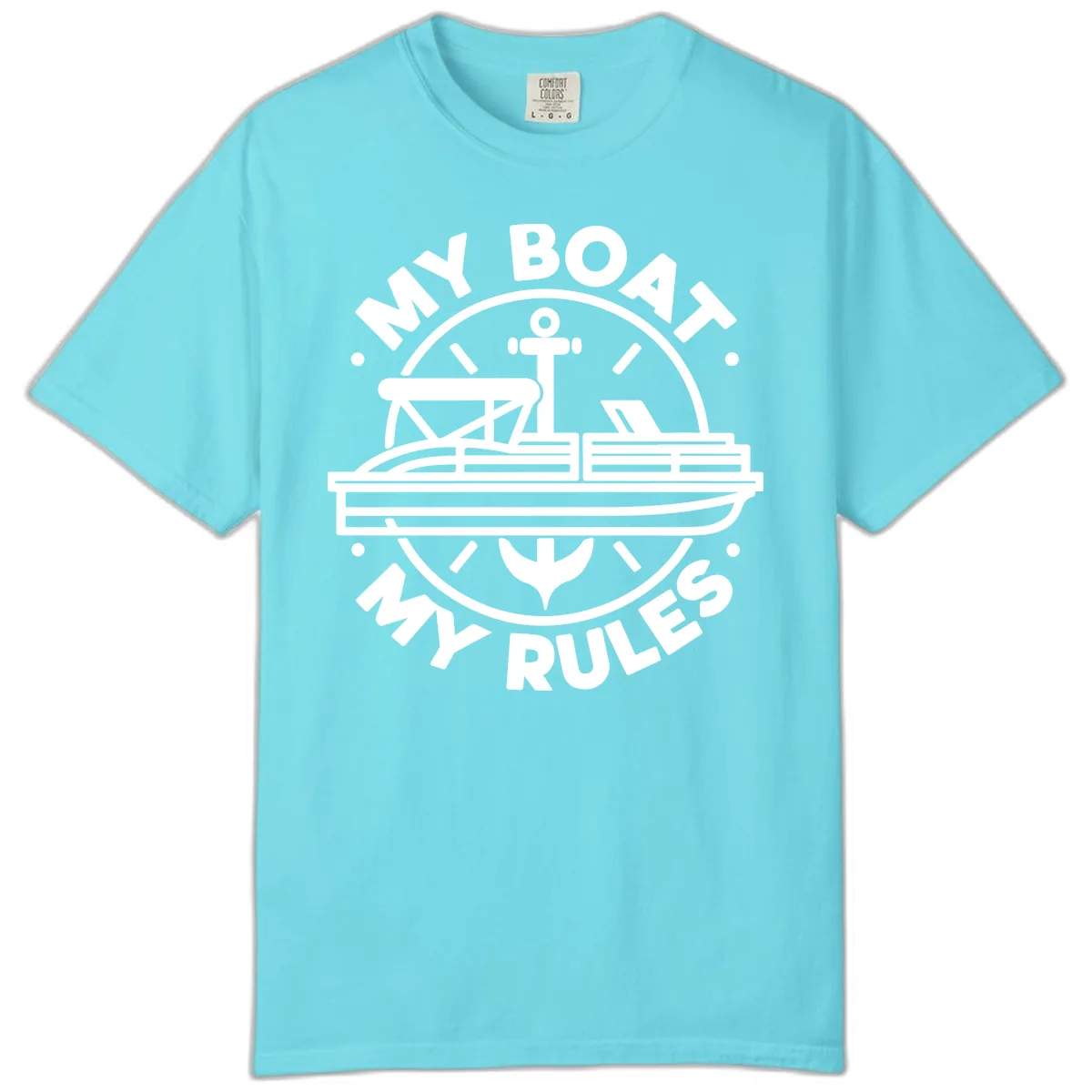 My Boat My Rules Pontoon Design Comfort Color in Lagoon Blue