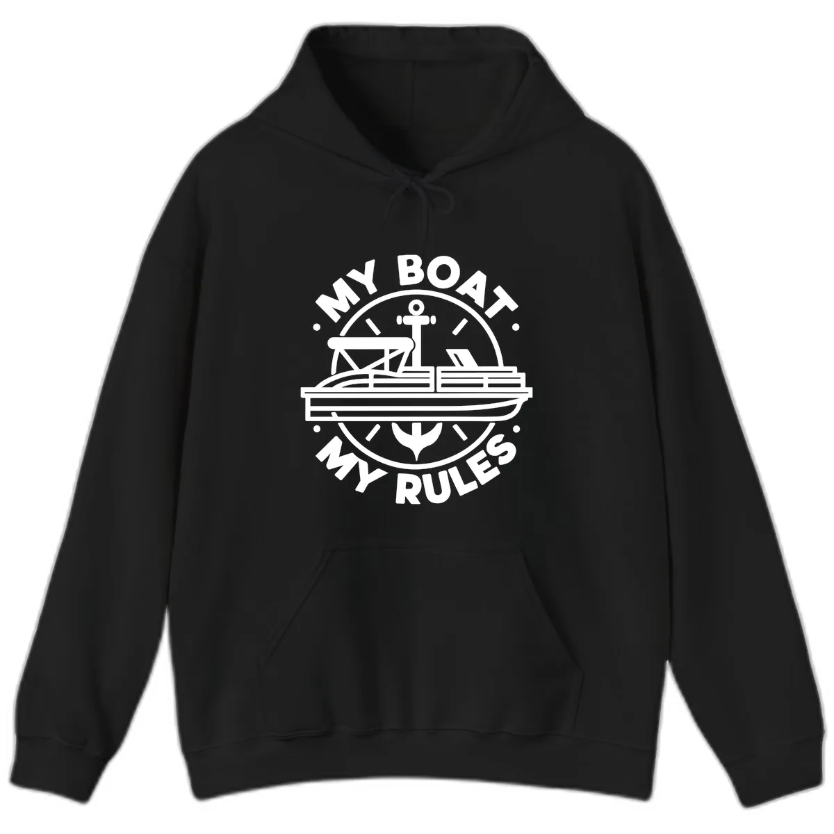 My Boat My Rules Pontoon Design Hoodie in Black