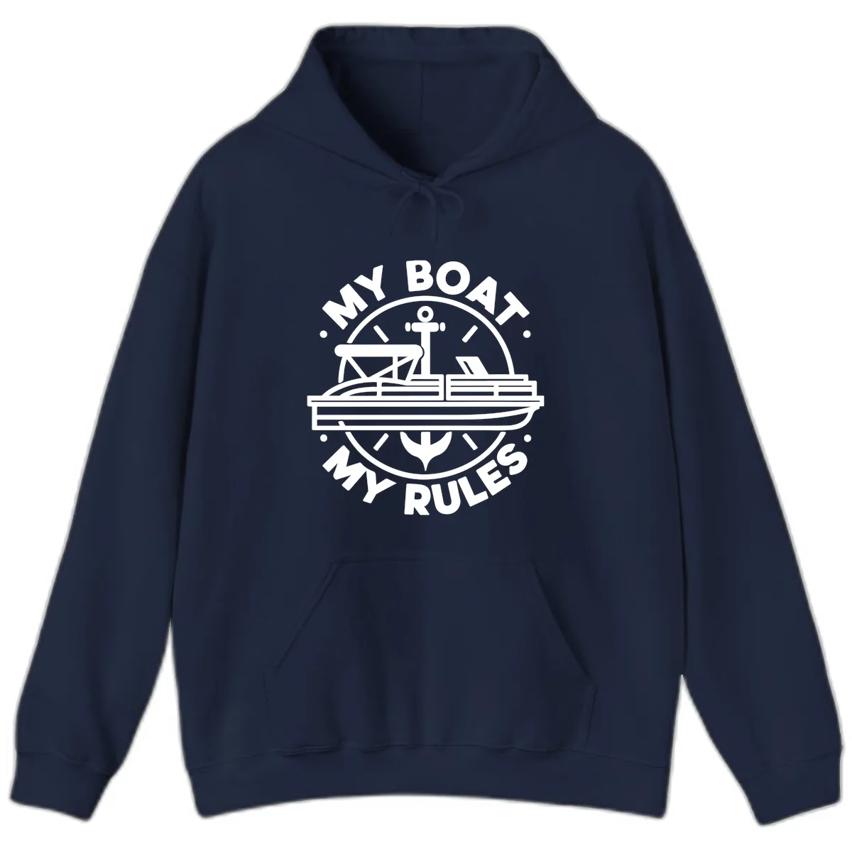 My Boat My Rules Pontoon Design Hoodie in Navy