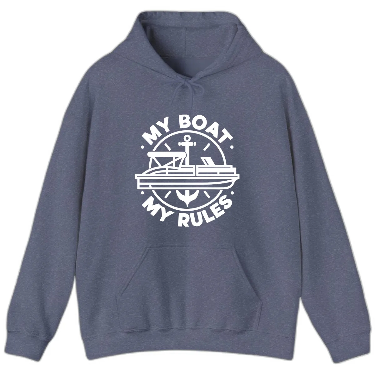 My Boat My Rules Pontoon Design Hoodie in Heather Navy