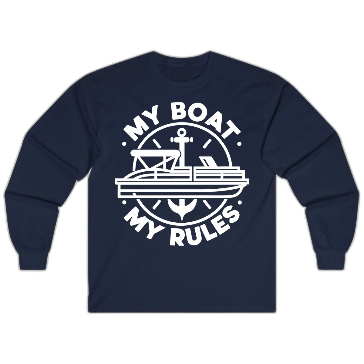 My Boat My Rules Pontoon Design Long Sleeve in Navy