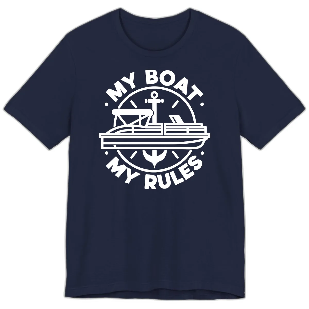 My Boat My Rules Pontoon Design Premium T-Shirt in Navy