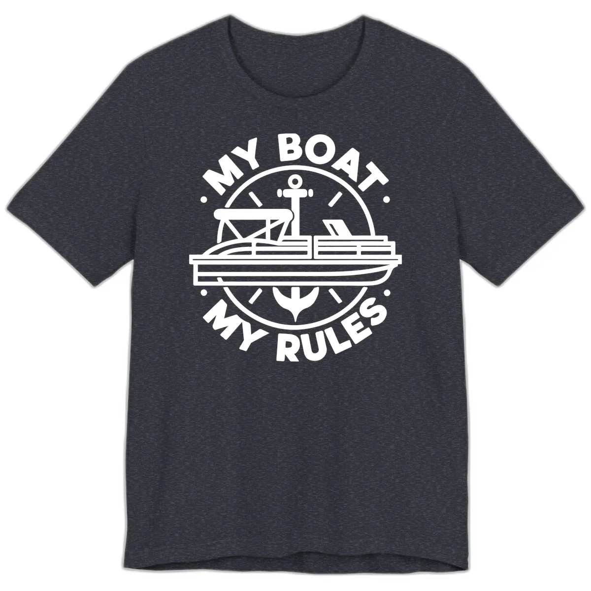 My Boat My Rules Pontoon Design Premium T-Shirt in Heather Navy