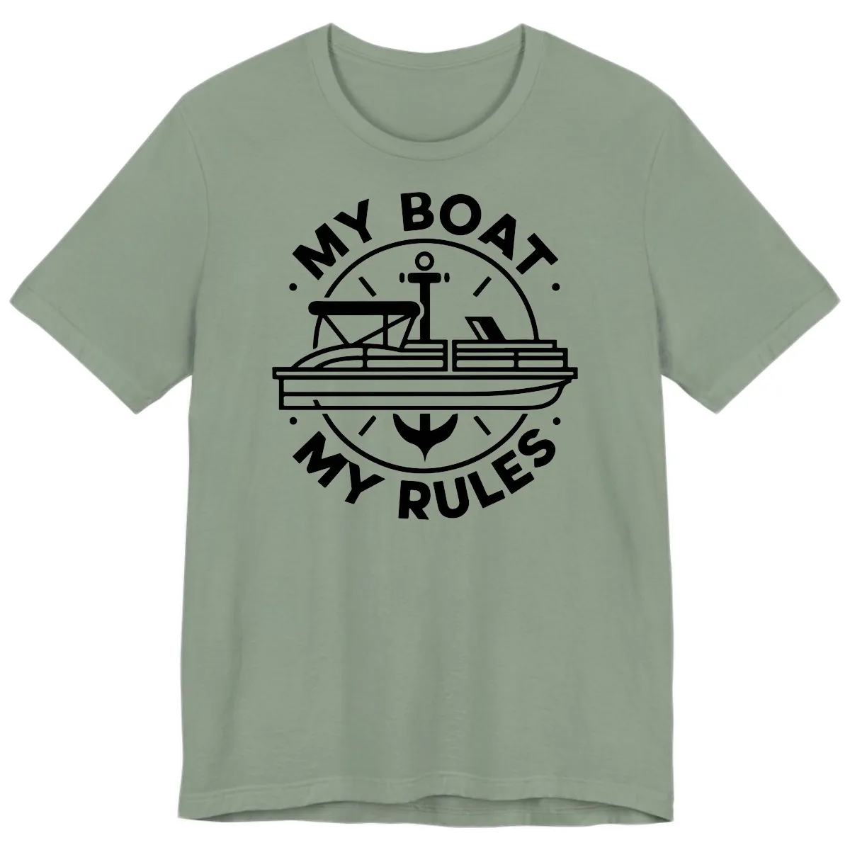 My Boat My Rules Pontoon Design Premium T-Shirt in Sage