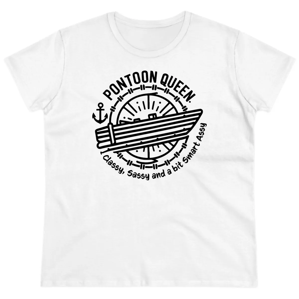 Pontoon Queen Classy Sassy Smart Ladies Tee in White