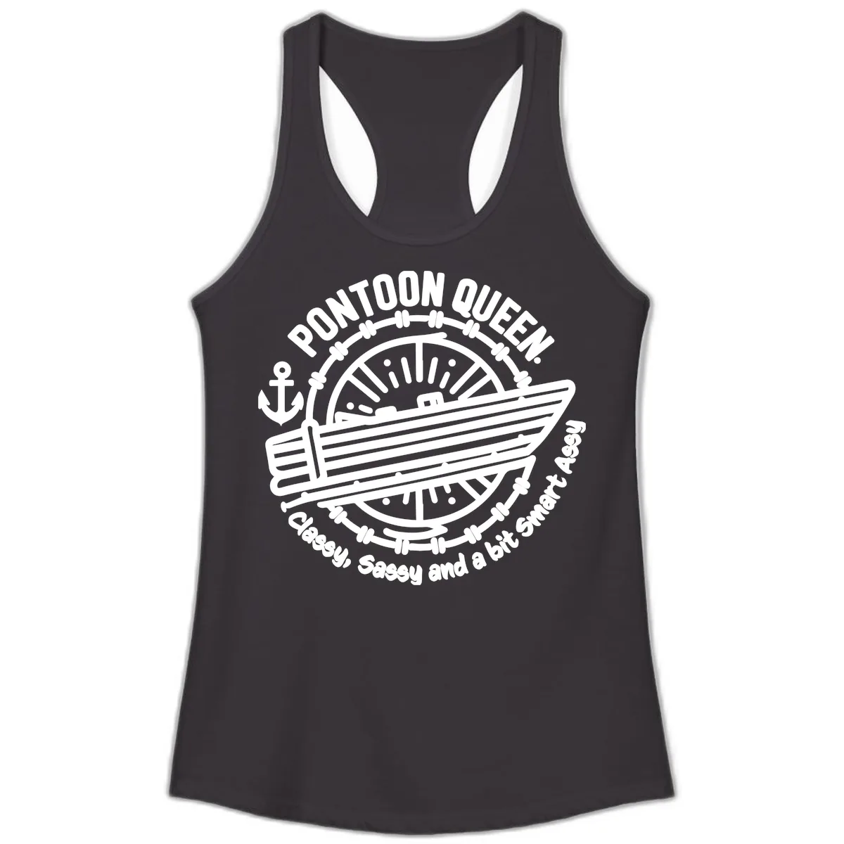 Pontoon Queen Classy Sassy Smart Ladies Tank in Black