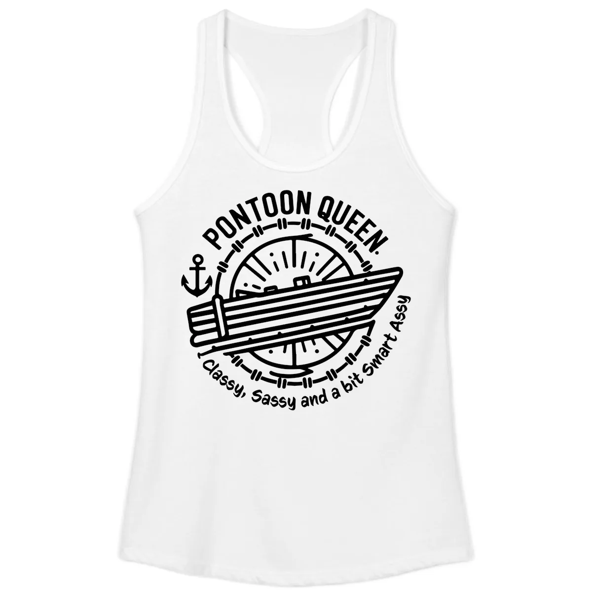 Pontoon Queen Classy Sassy Smart Ladies Tank in White
