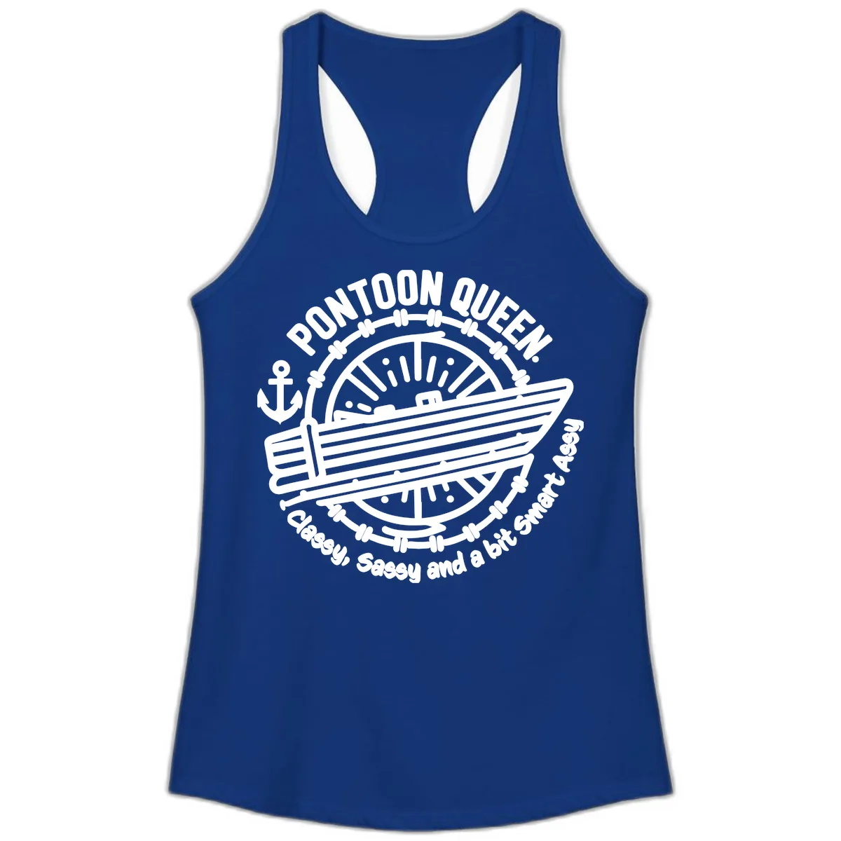 Pontoon Queen Classy Sassy Smart Ladies Tank in Solid Royal
