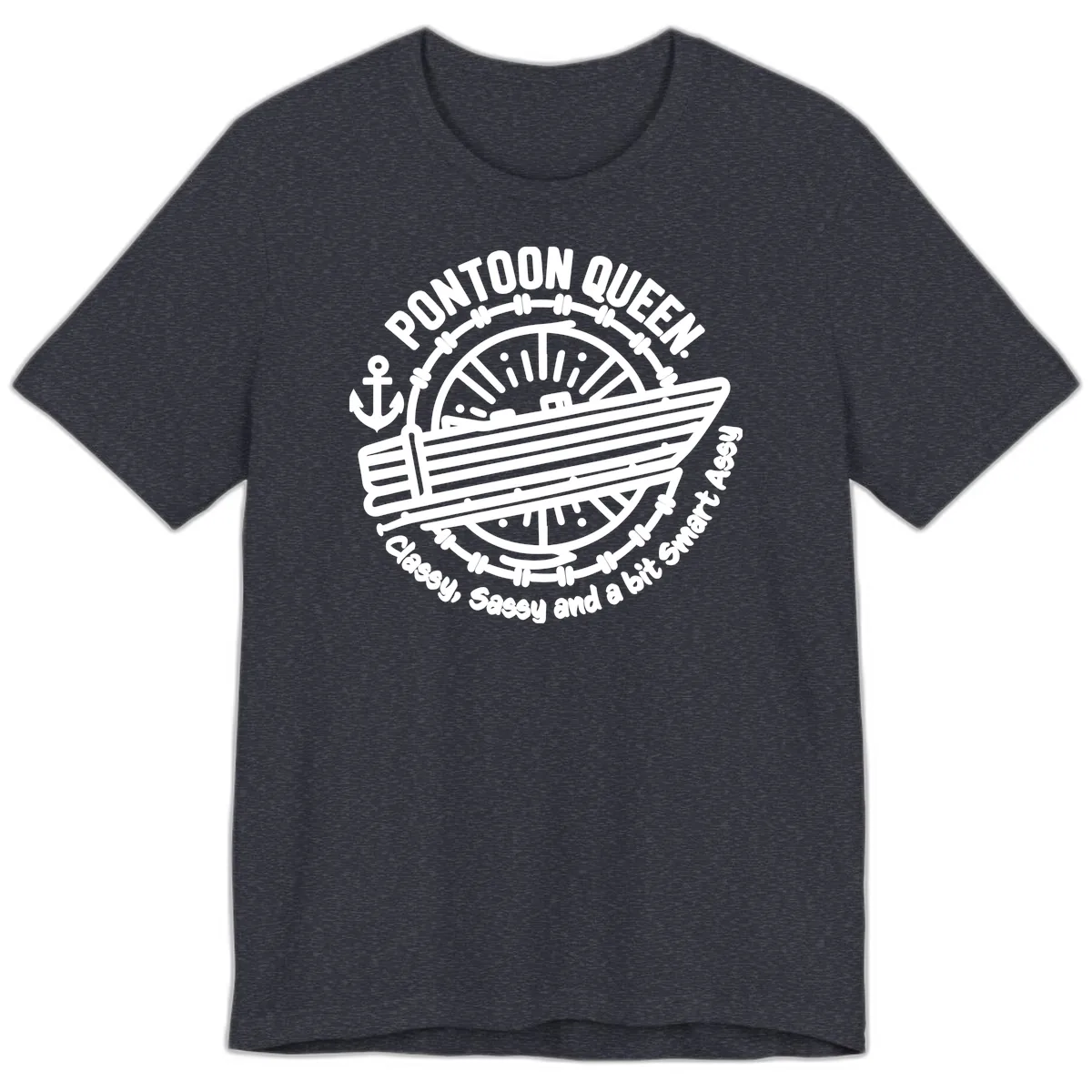 Pontoon Queen Classy Sassy Smart Premium T-Shirt in Heather Navy