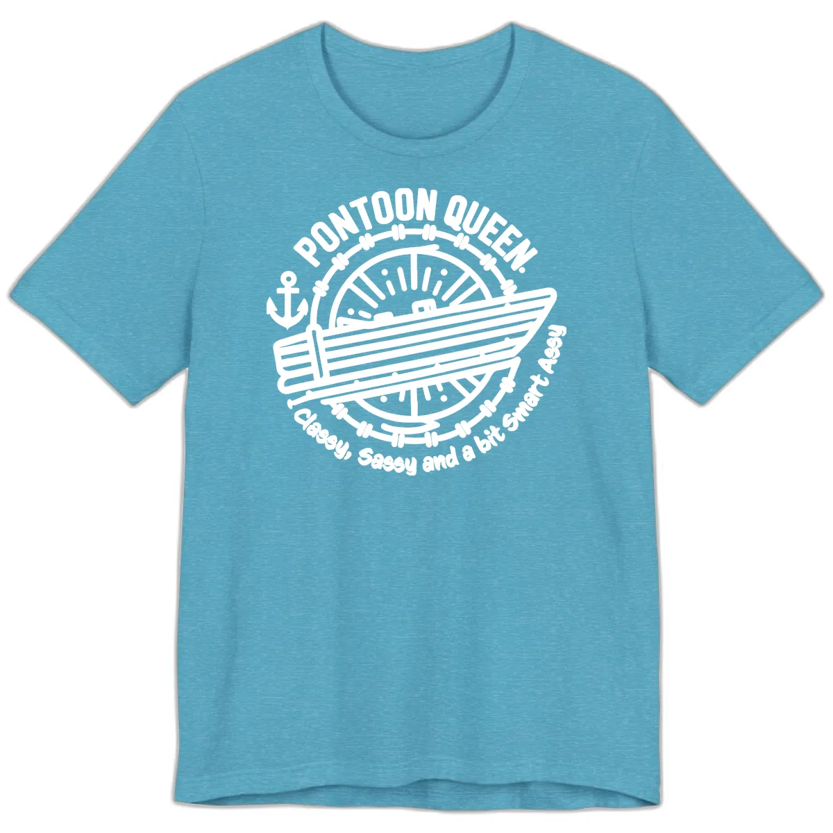Pontoon Queen Classy Sassy Smart Premium T-Shirt in Heather Aqua
