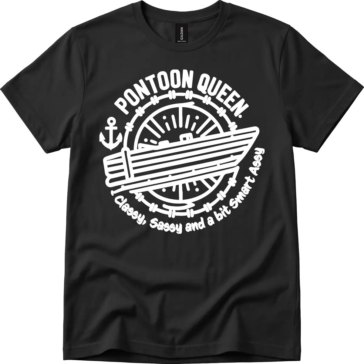 Pontoon Queen Classy Sassy Smart T-Shirt in Black