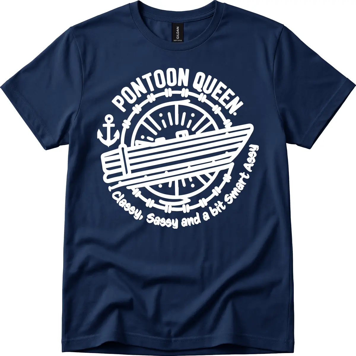 Pontoon Queen Classy Sassy Smart T-Shirt in Navy