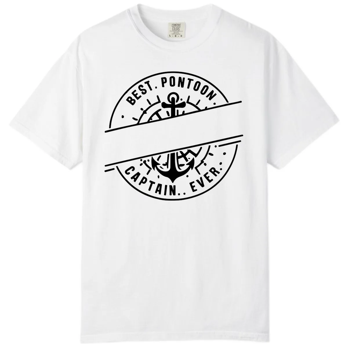 Best Pontoon Captain Ever Personalized Badge Comfort Color in White