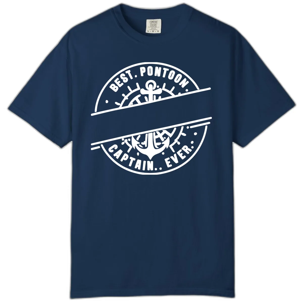Best Pontoon Captain Ever Personalized Badge Comfort Color in Navy