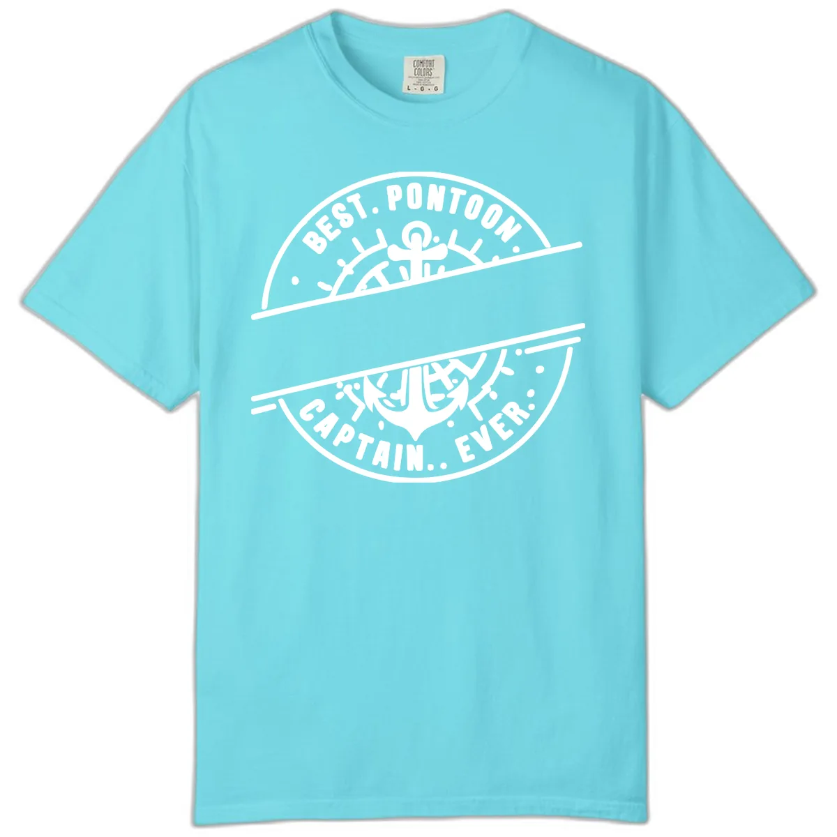 Best Pontoon Captain Ever Personalized Badge Comfort Color in Lagoon Blue