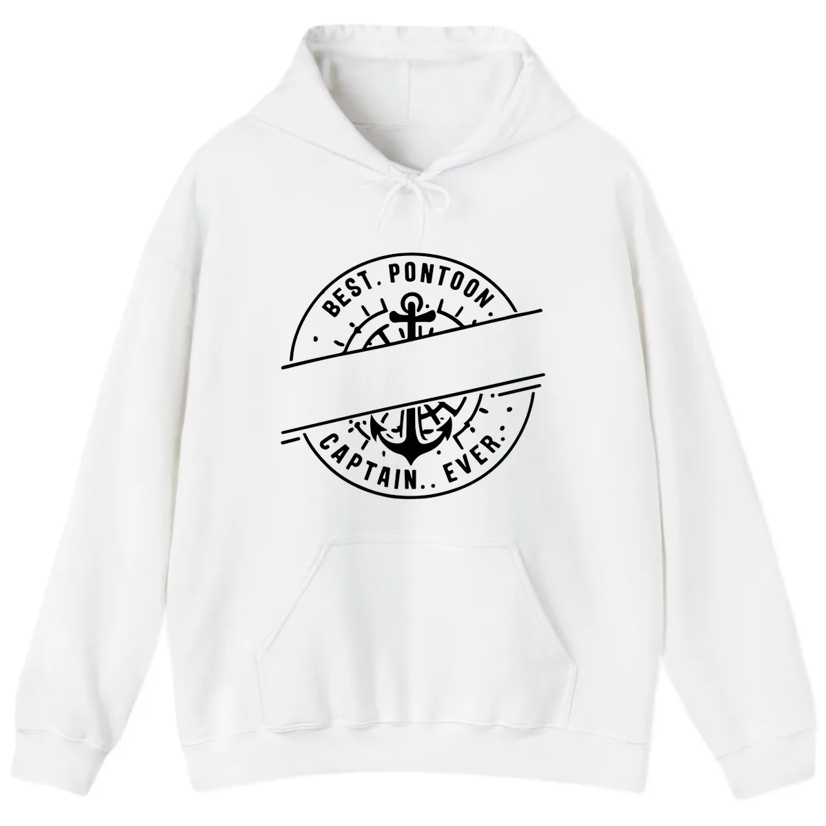 Best Pontoon Captain Ever Personalized Badge Hoodie in White