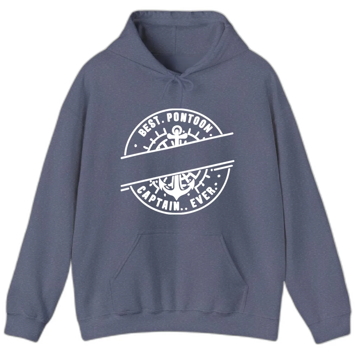 Best Pontoon Captain Ever Personalized Badge Hoodie in Heather Navy