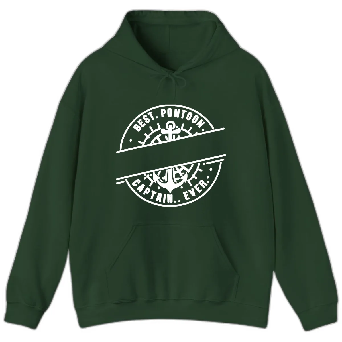 Best Pontoon Captain Ever Personalized Badge Hoodie in Forest Green