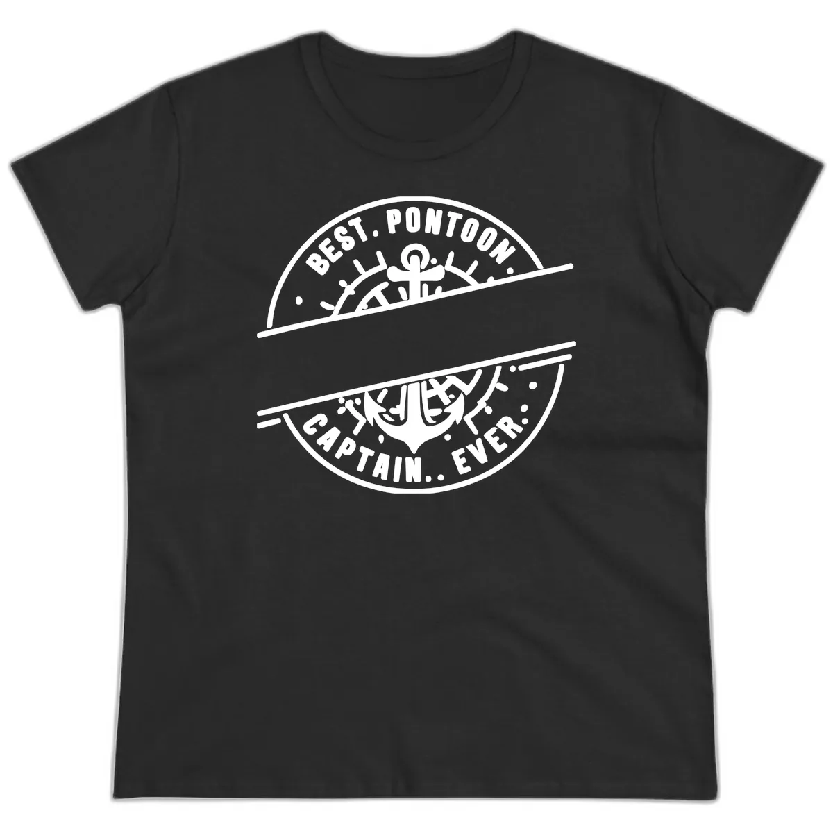 Best Pontoon Captain Ever Personalized Badge Ladies Tee in Black