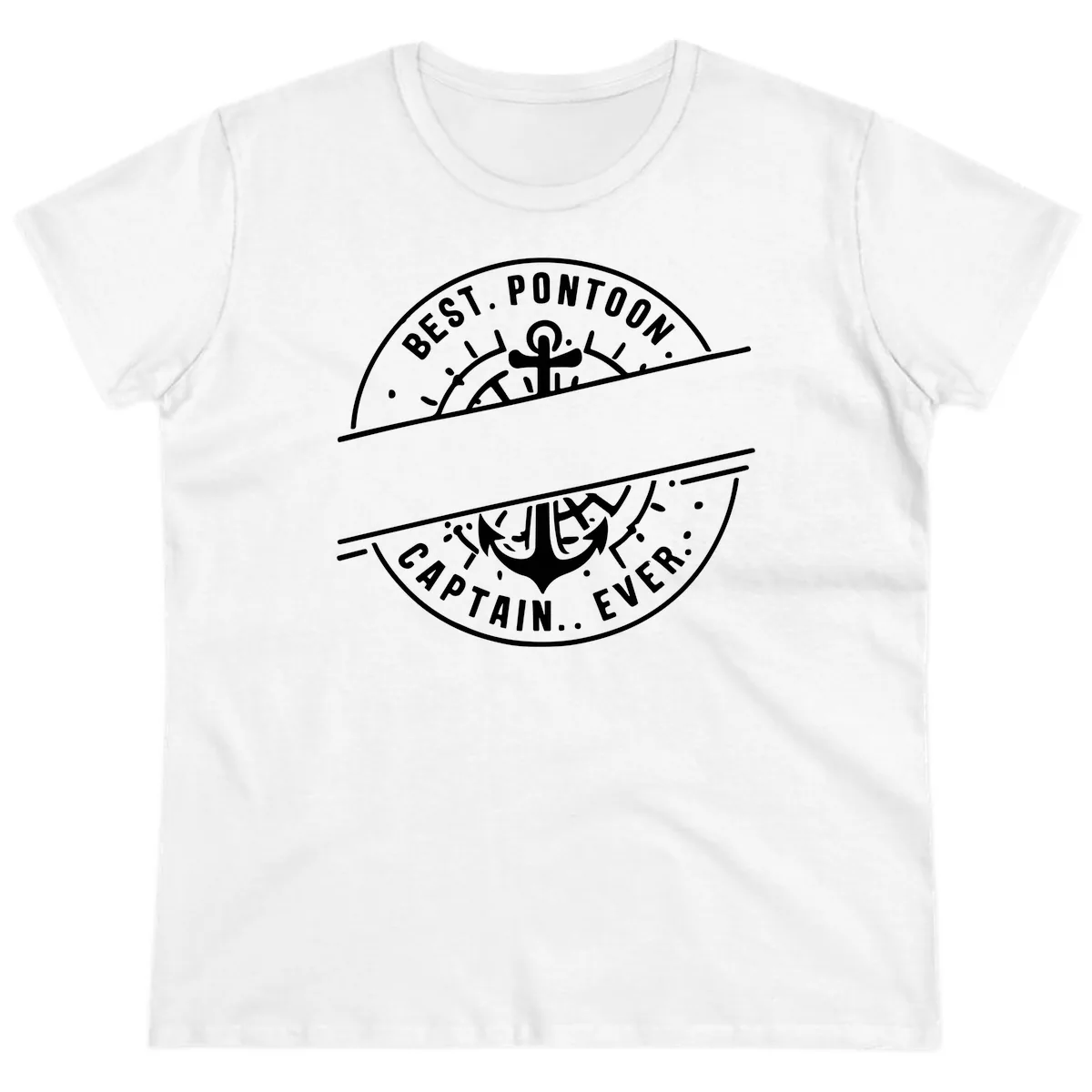 Best Pontoon Captain Ever Personalized Badge Ladies Tee in White