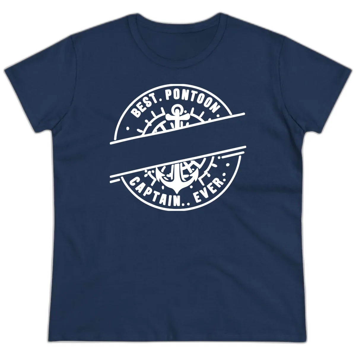 Best Pontoon Captain Ever Personalized Badge Ladies Tee in Navy
