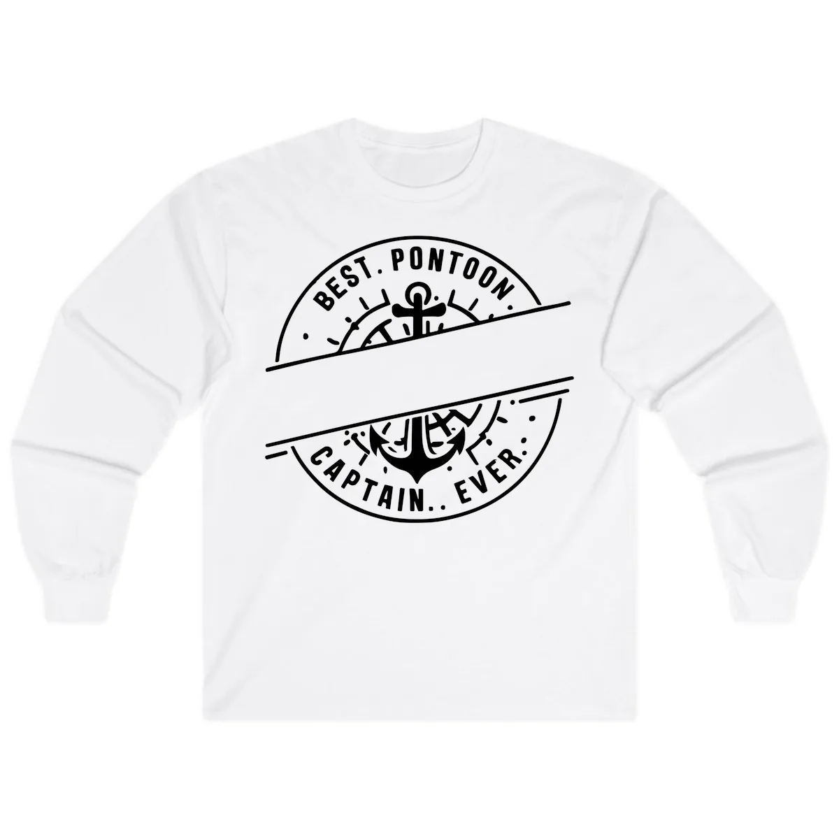 Best Pontoon Captain Ever Personalized Badge Long Sleeve in White