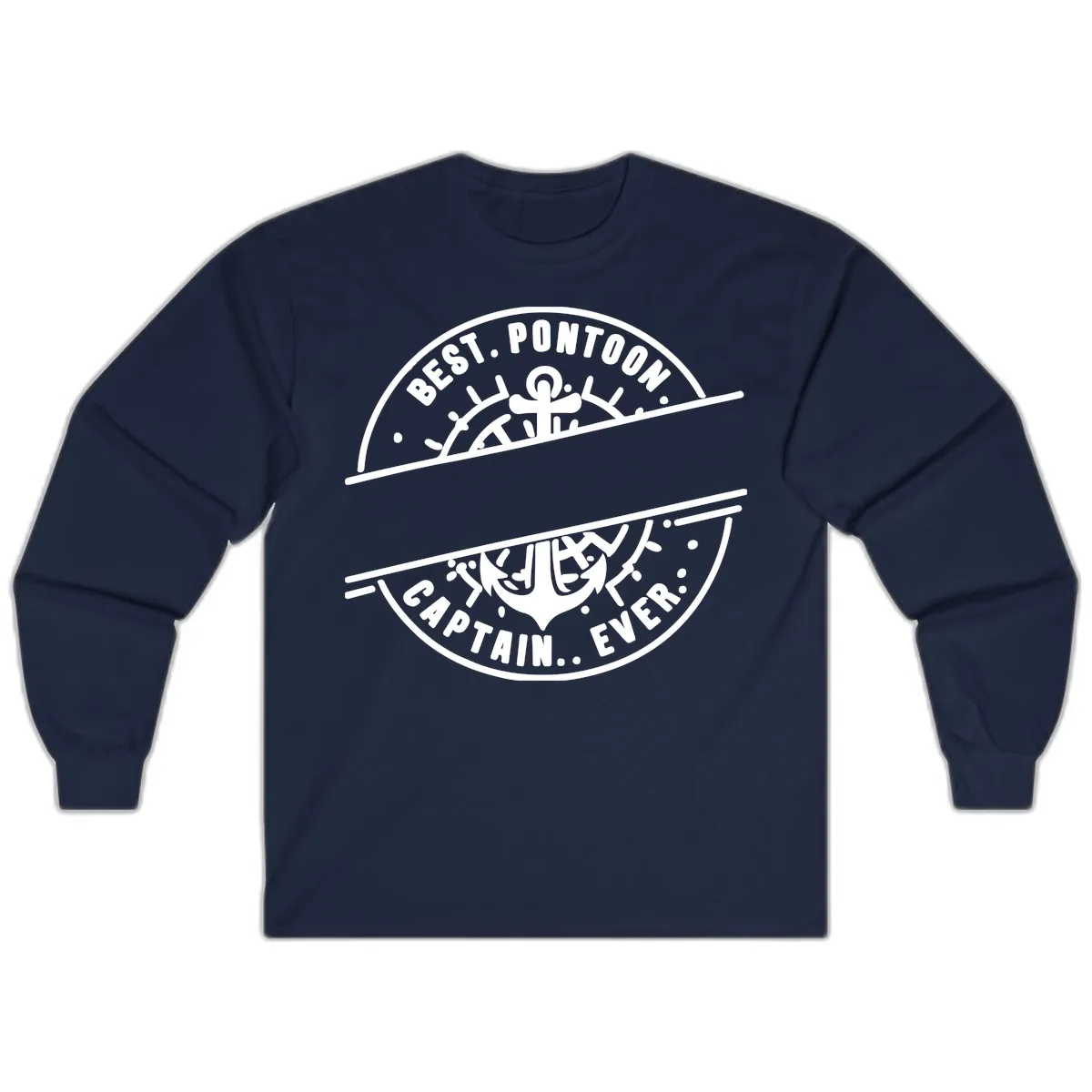 Best Pontoon Captain Ever Personalized Badge Long Sleeve in Navy