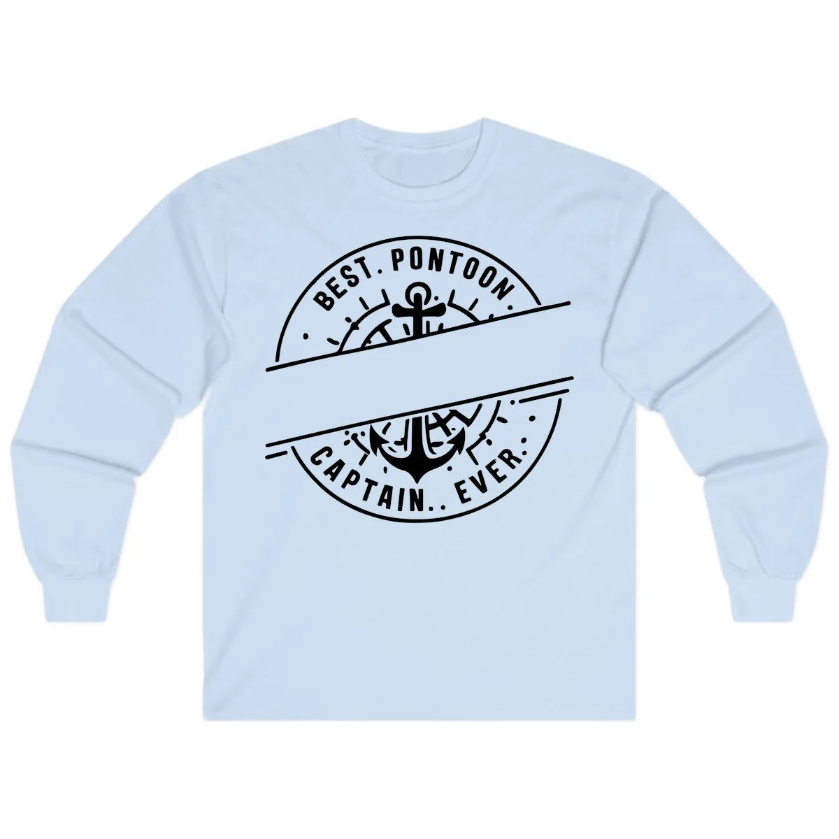Best Pontoon Captain Ever Personalized Badge Long Sleeve in Light Blue