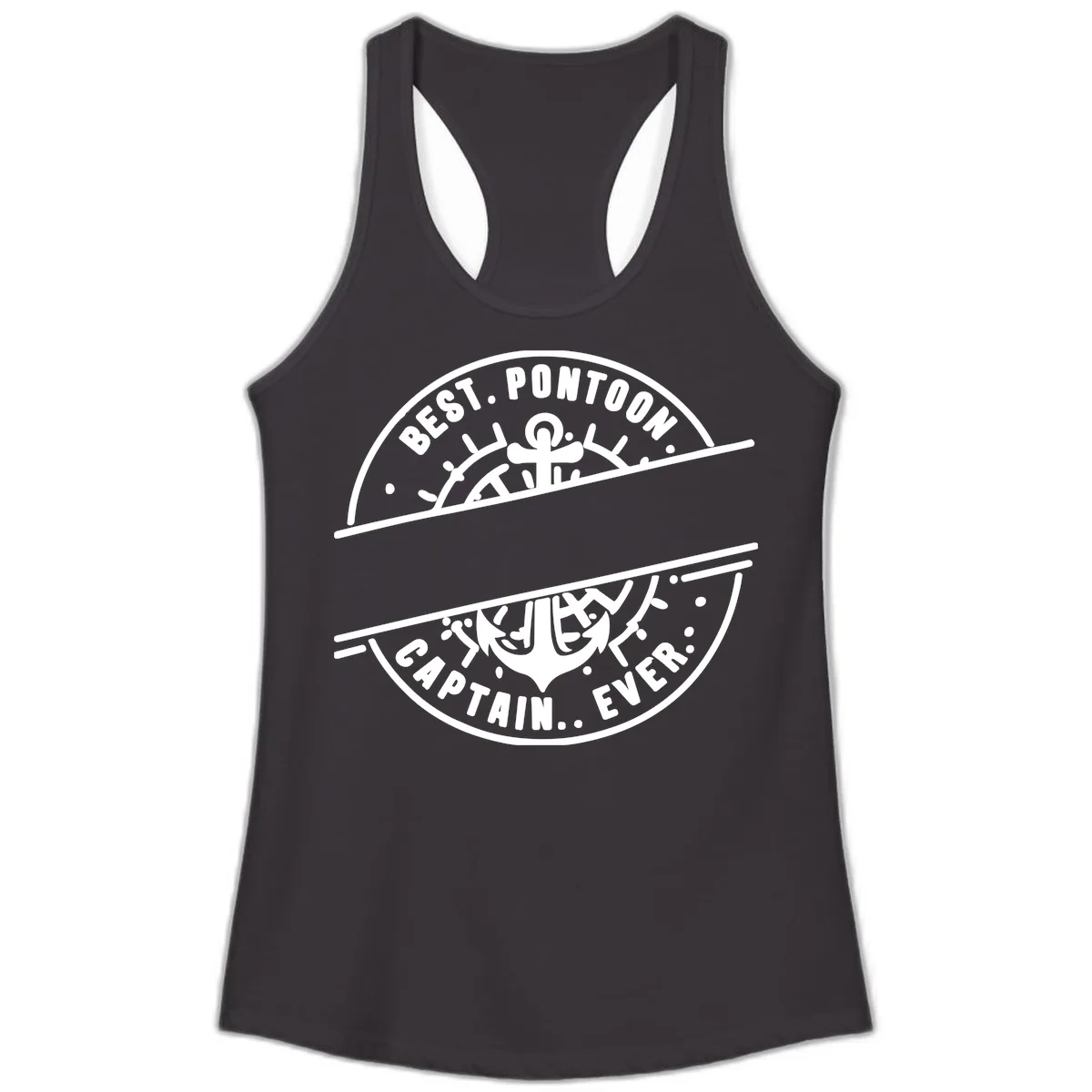 Best Pontoon Captain Ever Personalized Badge Ladies Tank in Black