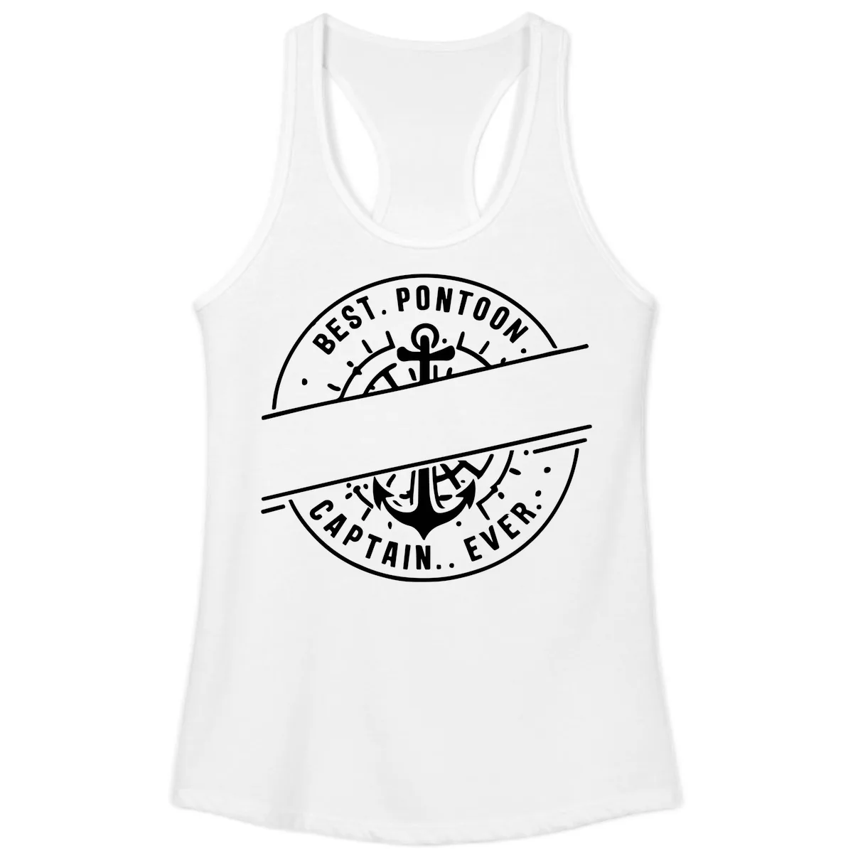 Best Pontoon Captain Ever Personalized Badge Ladies Tank in White