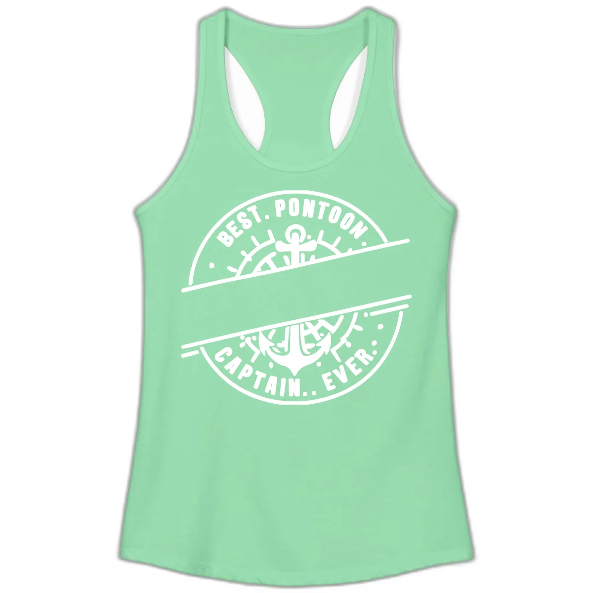 Best Pontoon Captain Ever Personalized Badge Ladies Tank in Solid Mint
