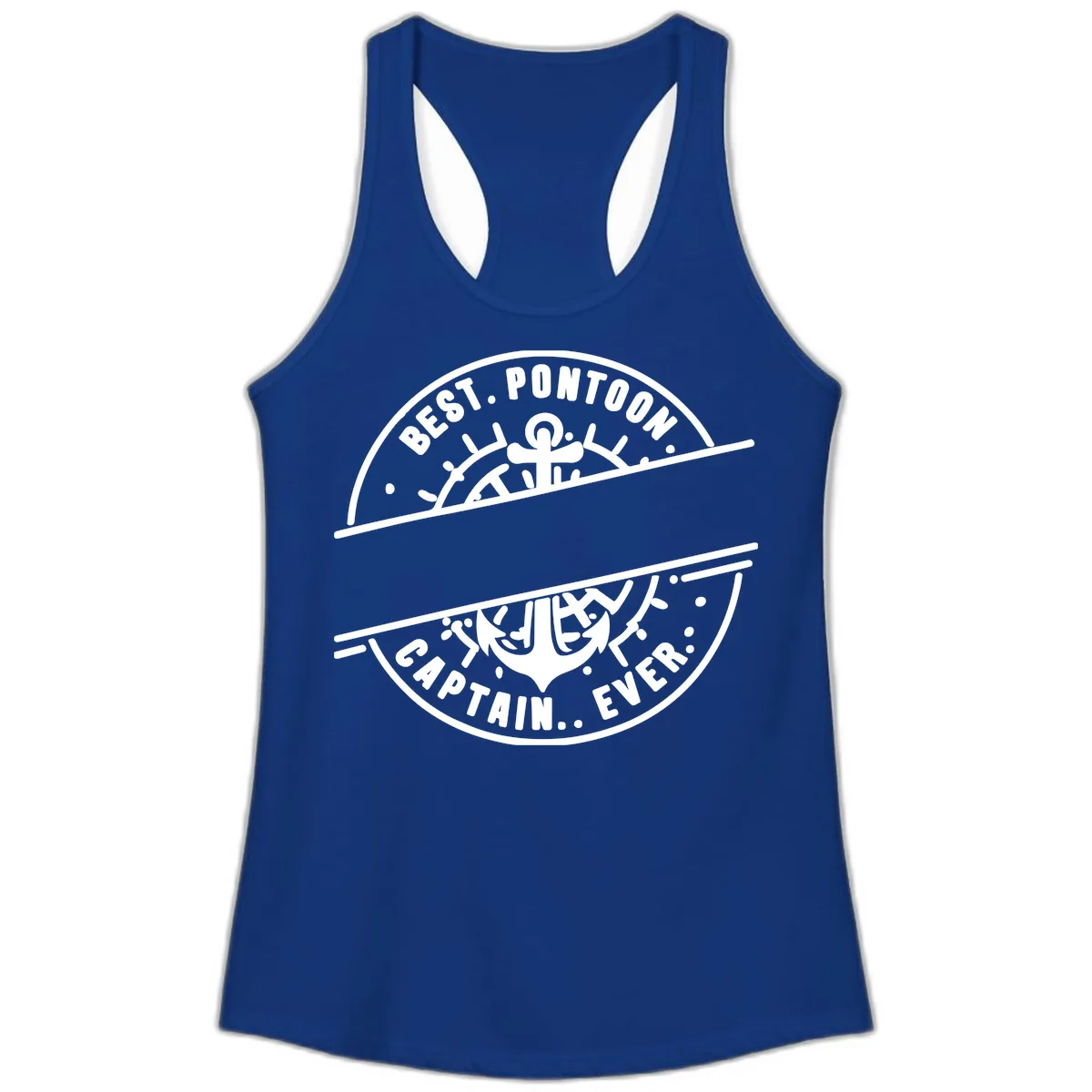 Best Pontoon Captain Ever Personalized Badge Ladies Tank in Solid Royal
