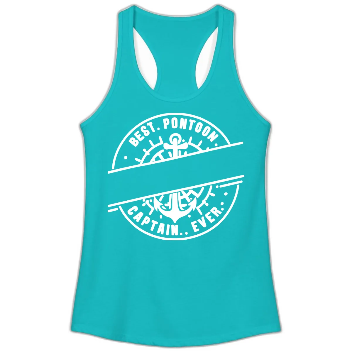 Best Pontoon Captain Ever Personalized Badge Ladies Tank in Tahiti Blue