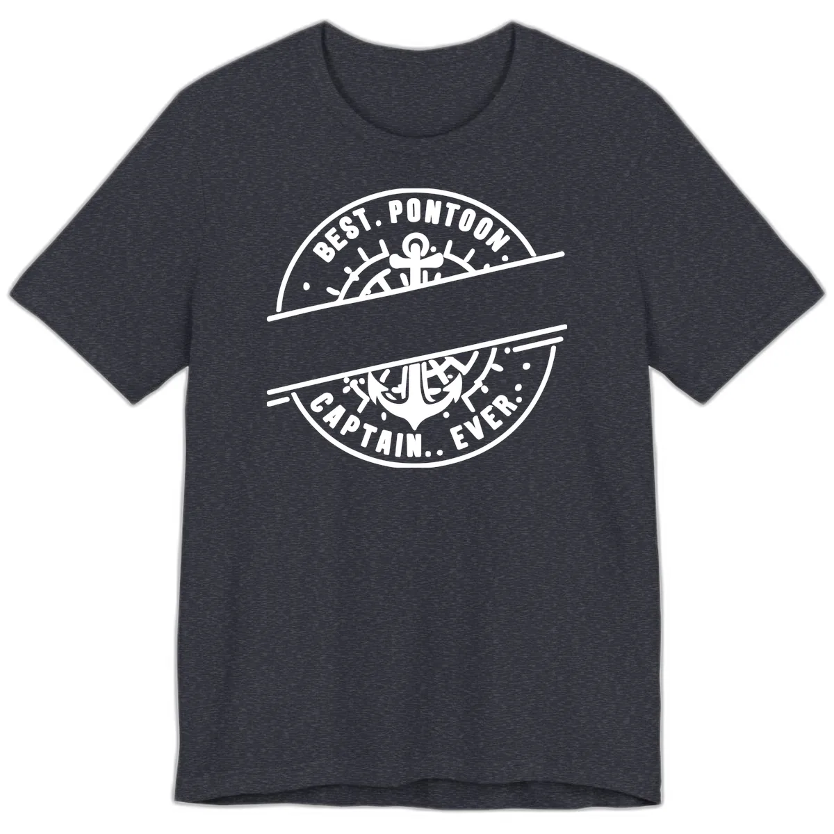 Best Pontoon Captain Ever Personalized Badge Premium T-Shirt in Heather Navy