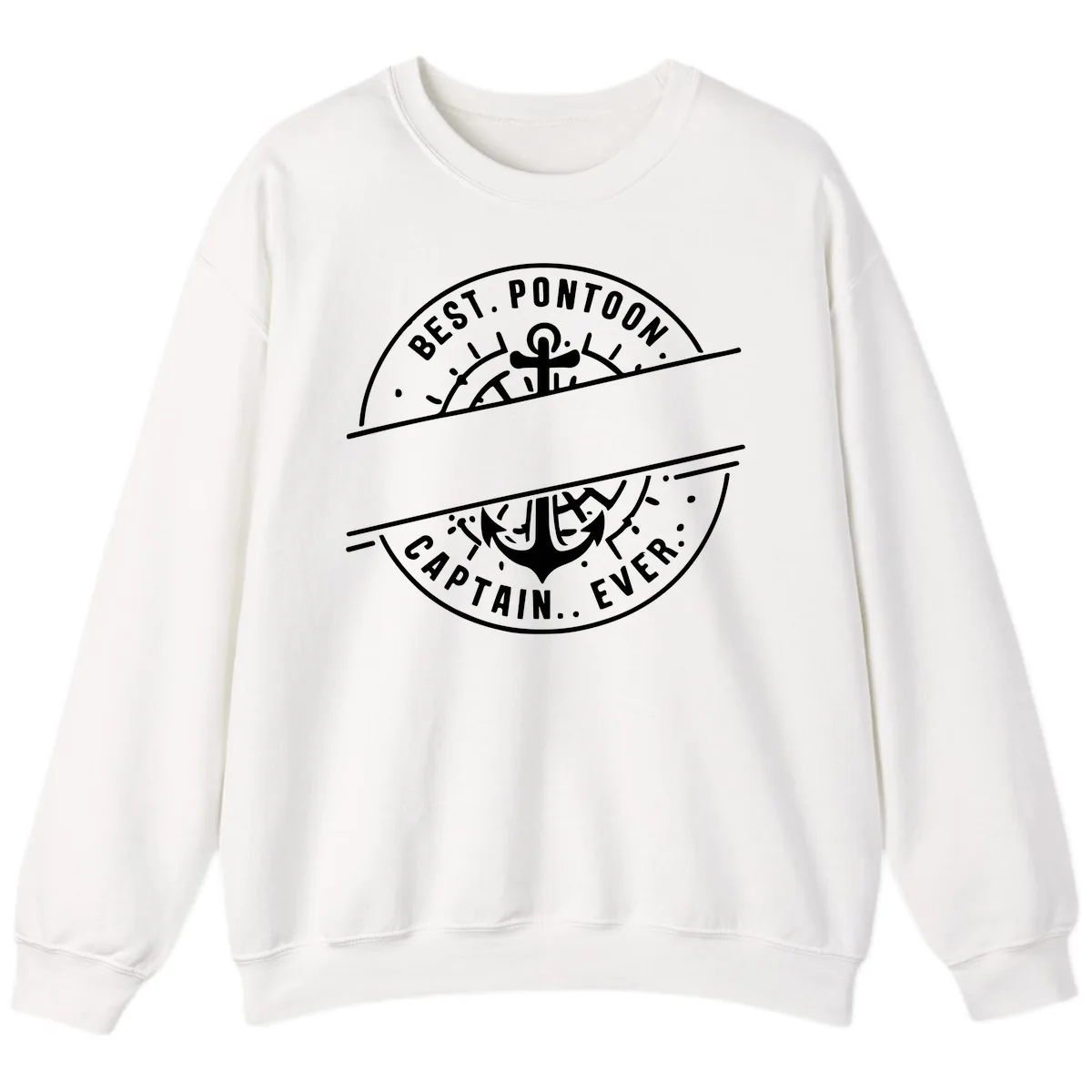 Best Pontoon Captain Ever Personalized Badge Sweatshirt in White
