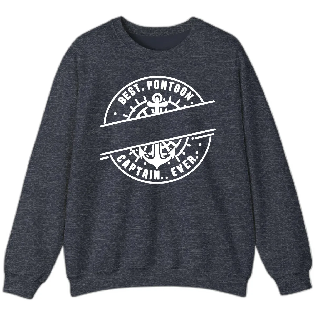 Best Pontoon Captain Ever Personalized Badge Sweatshirt in Heather Sport Dark Navy