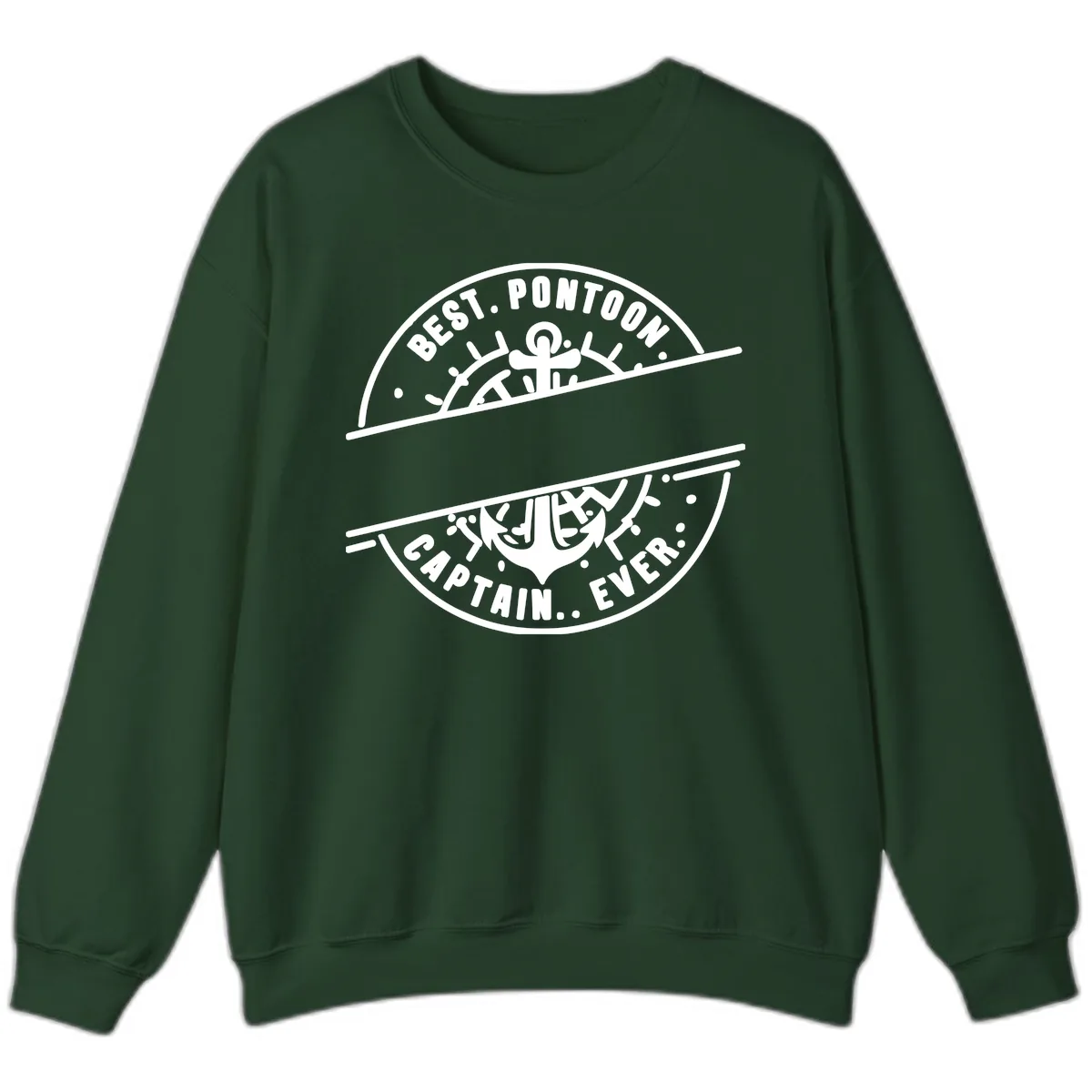 Best Pontoon Captain Ever Personalized Badge Sweatshirt in Forest Green
