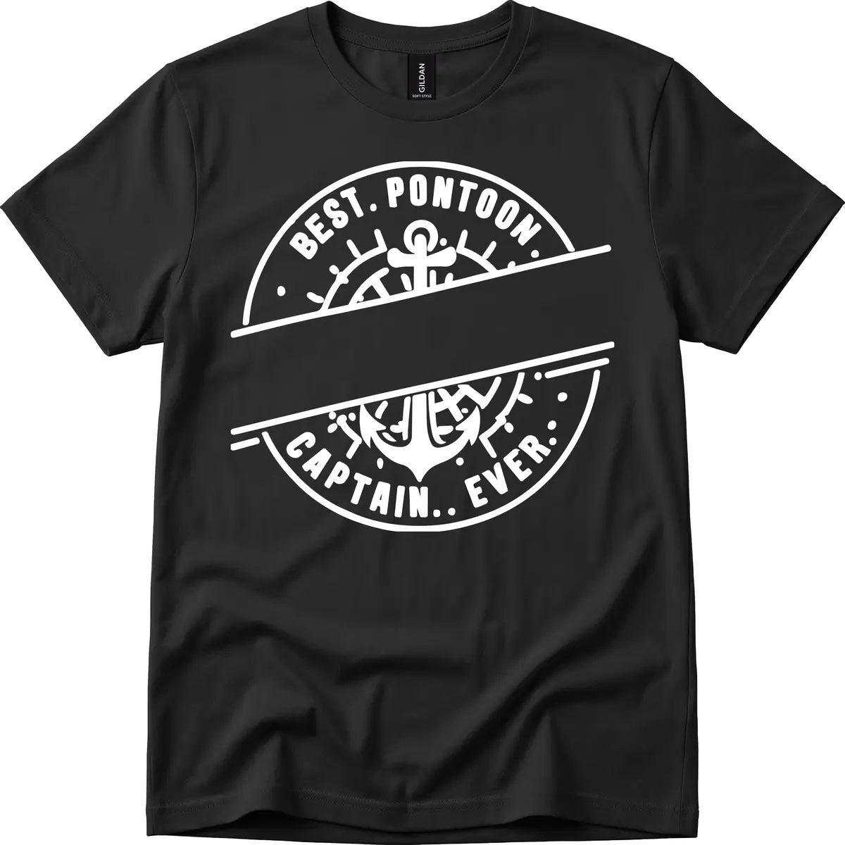 Best Pontoon Captain Ever Personalized Badge T-Shirt in Black