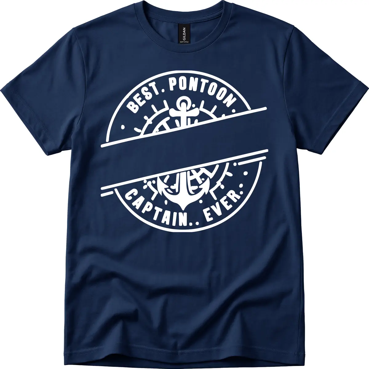 Best Pontoon Captain Ever Personalized Badge T-Shirt in Navy