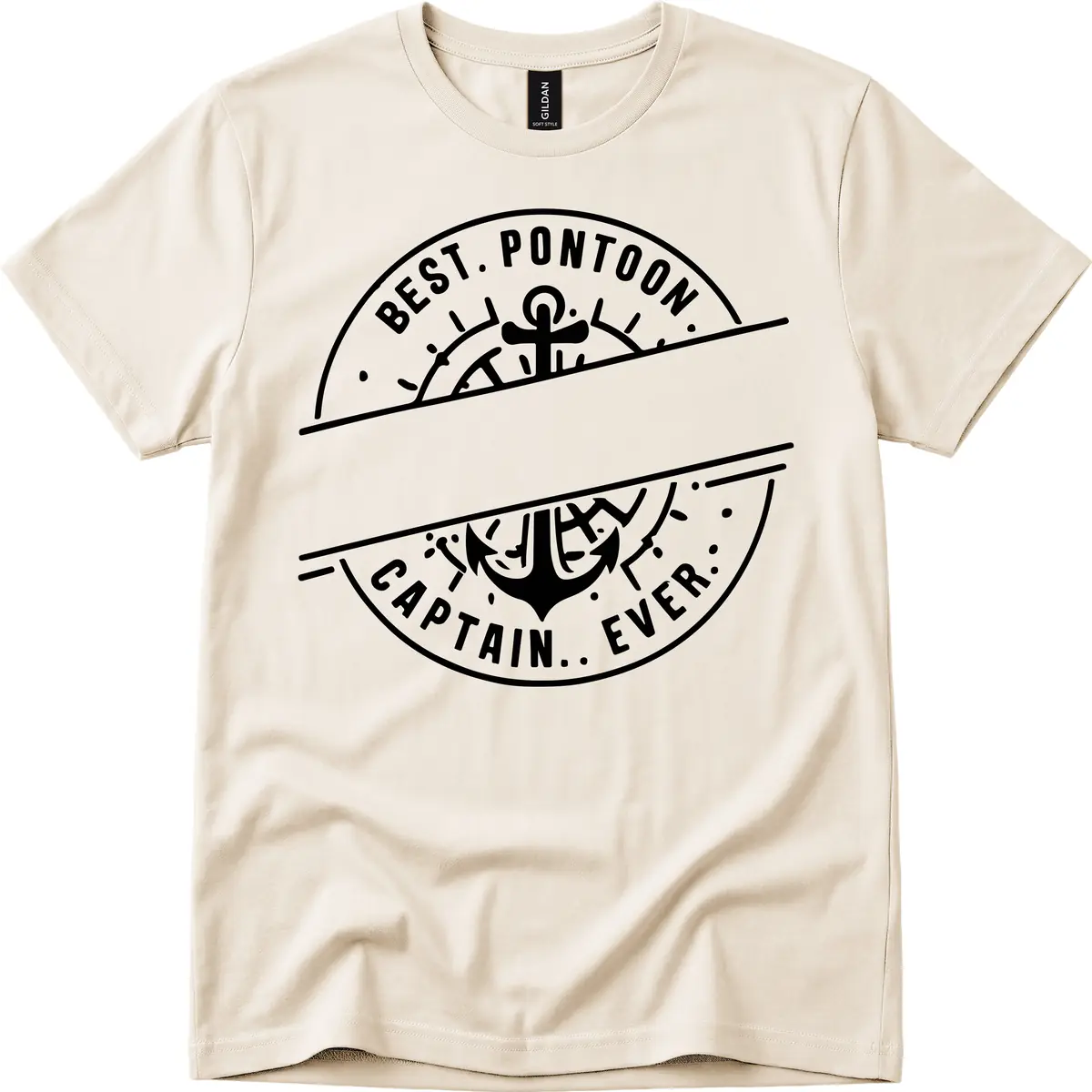 Best Pontoon Captain Ever Personalized Badge T-Shirt in Natural