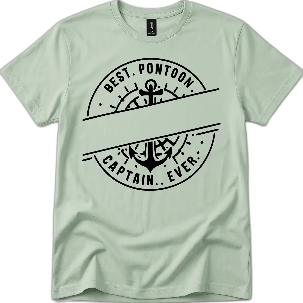 Best Pontoon Captain Ever Personalized Badge T-Shirt in Sage
