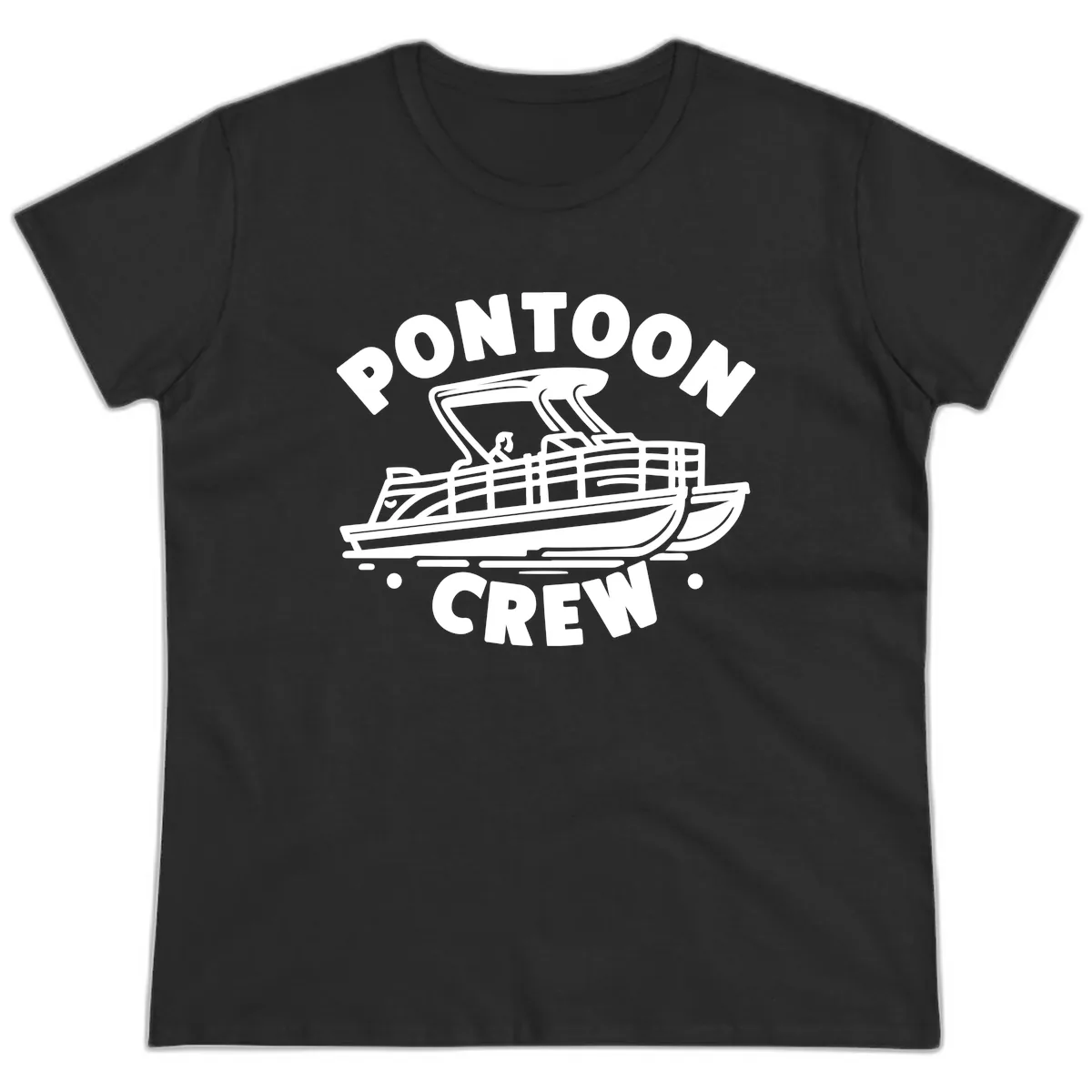 Pontoon Crew Boat Life Design Ladies Tee in Black