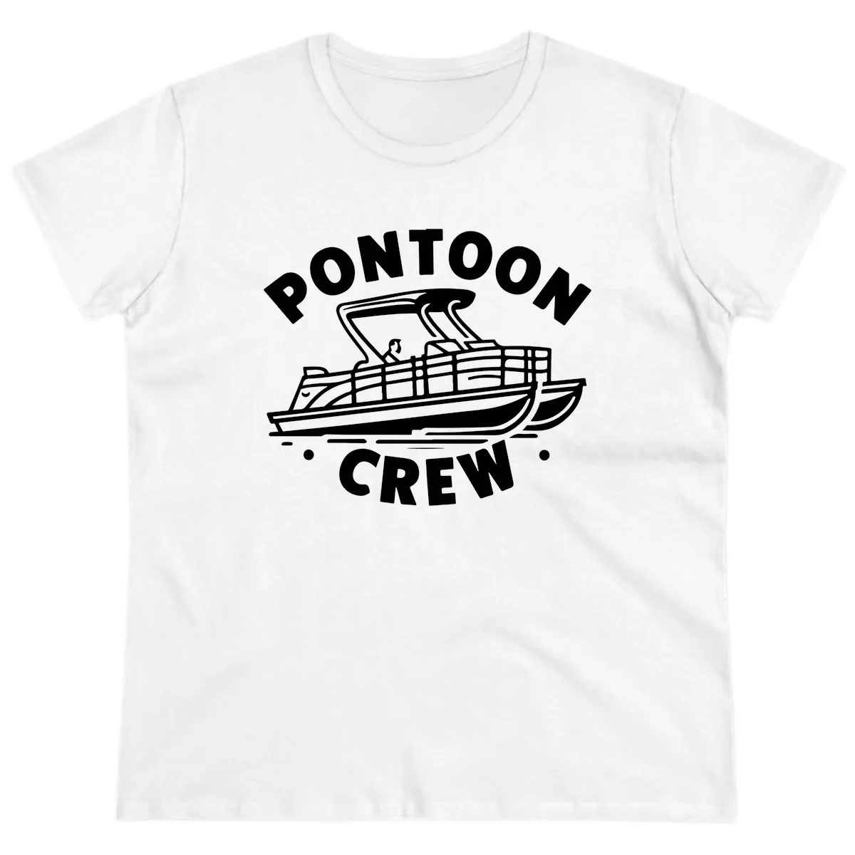 Pontoon Crew Boat Life Design Ladies Tee in White