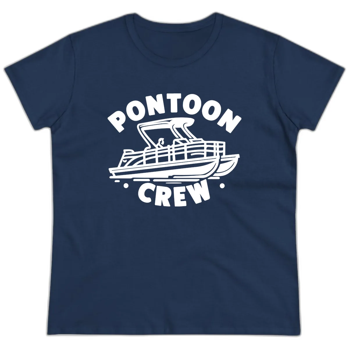 Pontoon Crew Boat Life Design Ladies Tee in Navy