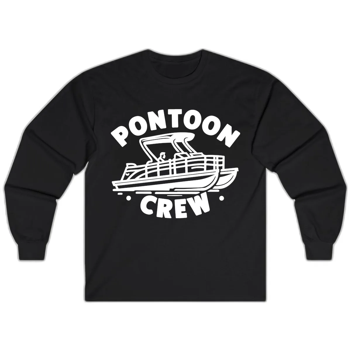 Pontoon Crew Boat Life Design Long Sleeve in Black