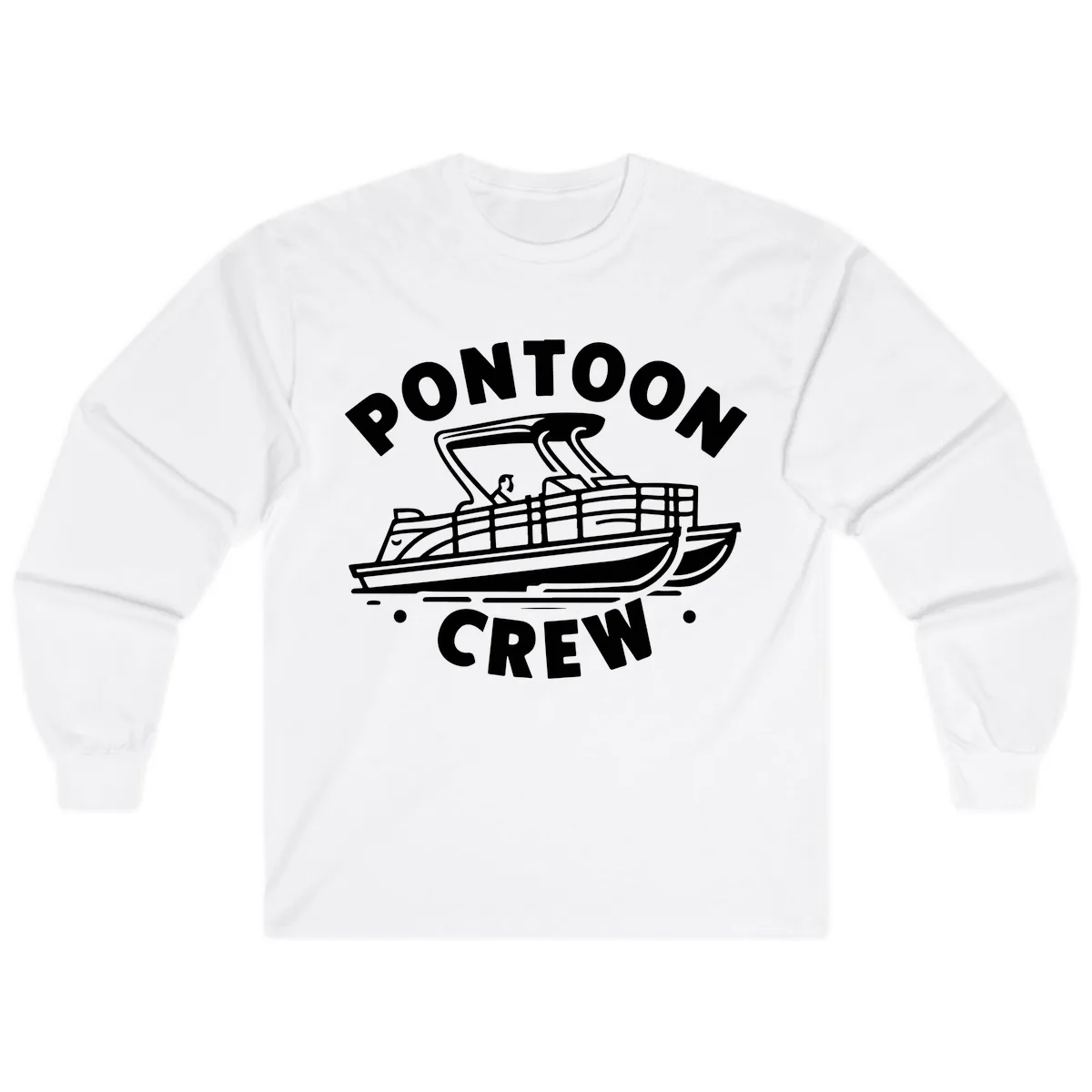 Pontoon Crew Boat Life Design Long Sleeve in White